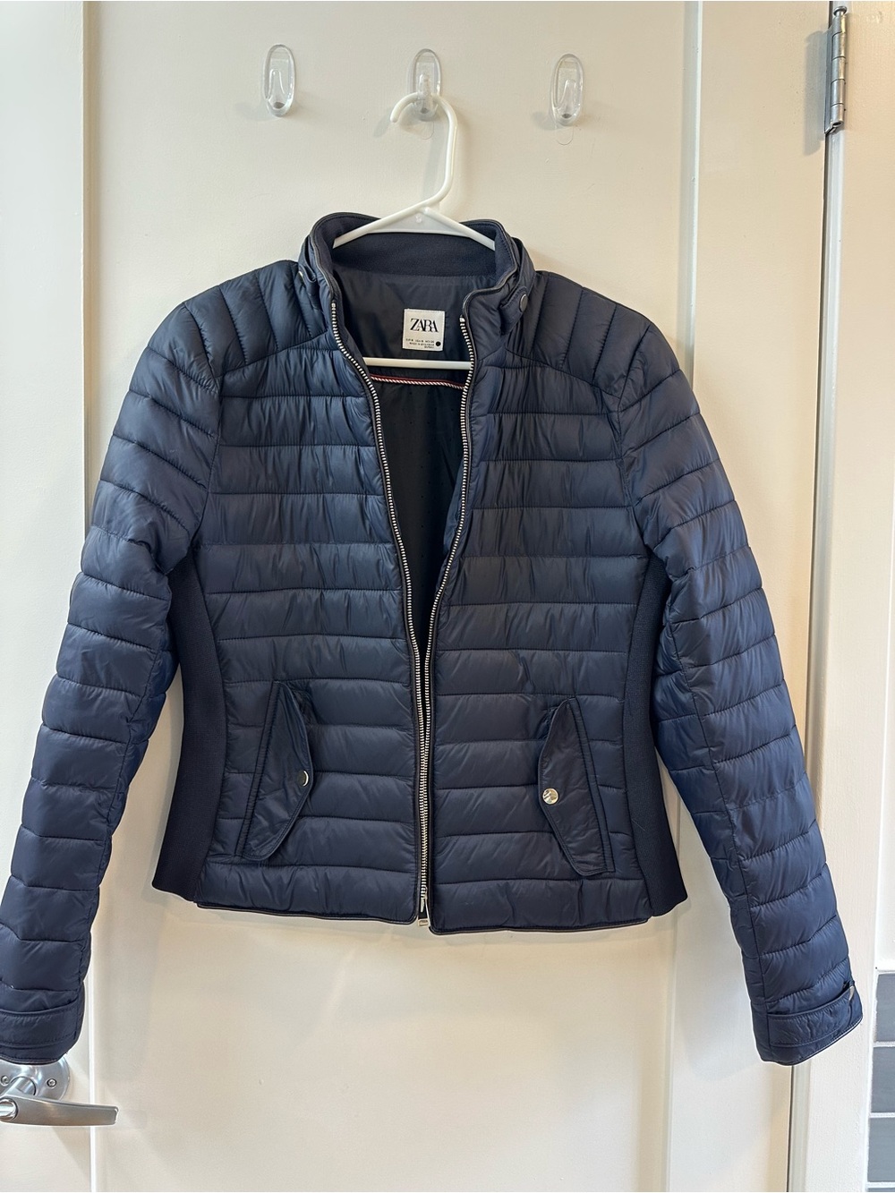 Zara Navy Quilted Lightweight Puffer Jacket